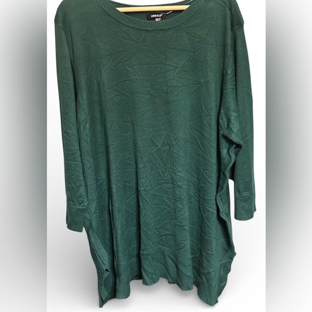 Cable & Gauge pullover sweater beautiful green color size 3X NWT